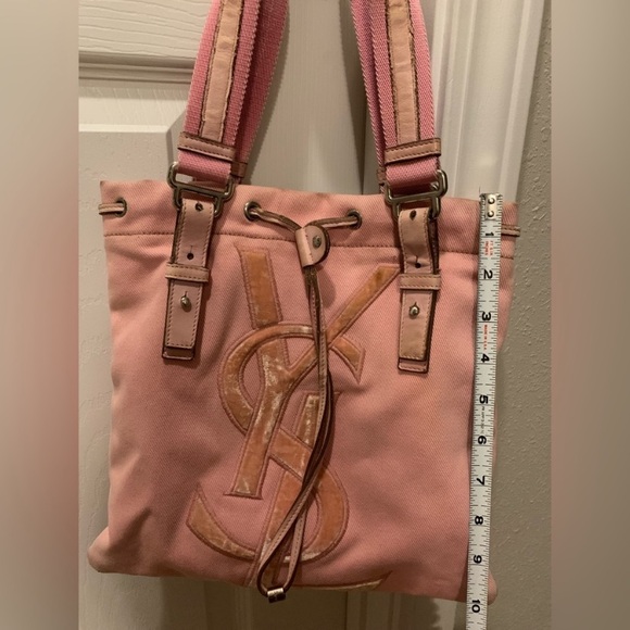 YSL Yves Saint Laurent Kahala  Pink Canvas Tote - Picture 14 of 16